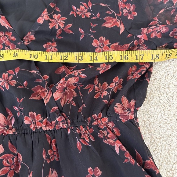 NWT Cupshe Floral Long Sleeve Dress Women's Size Medium Black Red - Picture 5 of 8